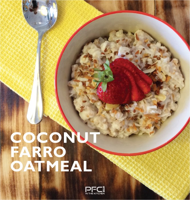 coconut farro oatmeal in bowl