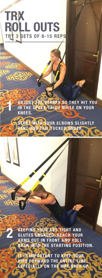 Demonstration of TRX Roll Outs exercise at Hotel