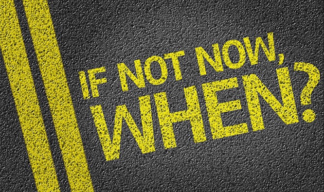 road graphic with text "if not now, when?" premier fitness camp