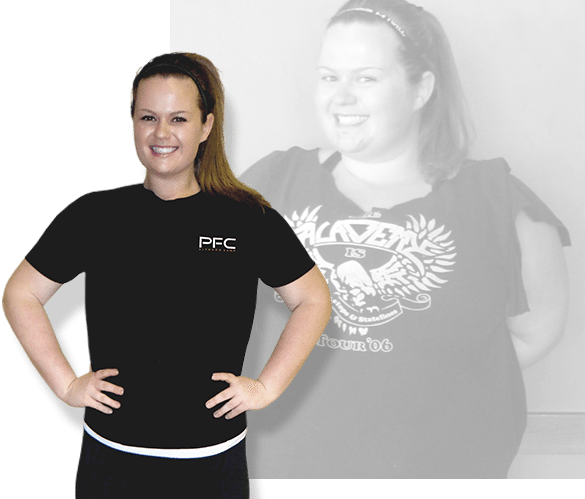 Before & after weight loss results for PFC camper Lauren