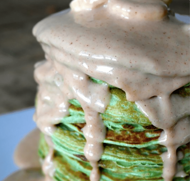 stack of green healthy pancakes