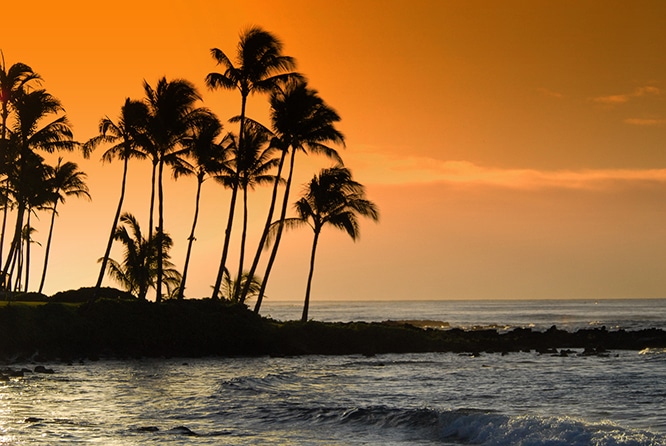 Hawaiian Sunset by the calm waters of the Pacific