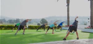 PFC weight loss camp participants exercise outside together at La Costa Resort