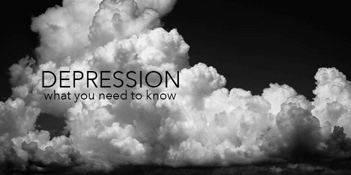 Clouds with "DEPRESSION: what you need to know" written on top