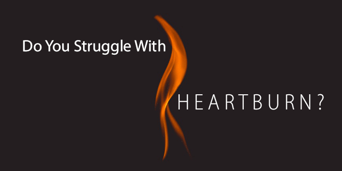 Flame next to the words "Do You Struggle with Heartburn?"